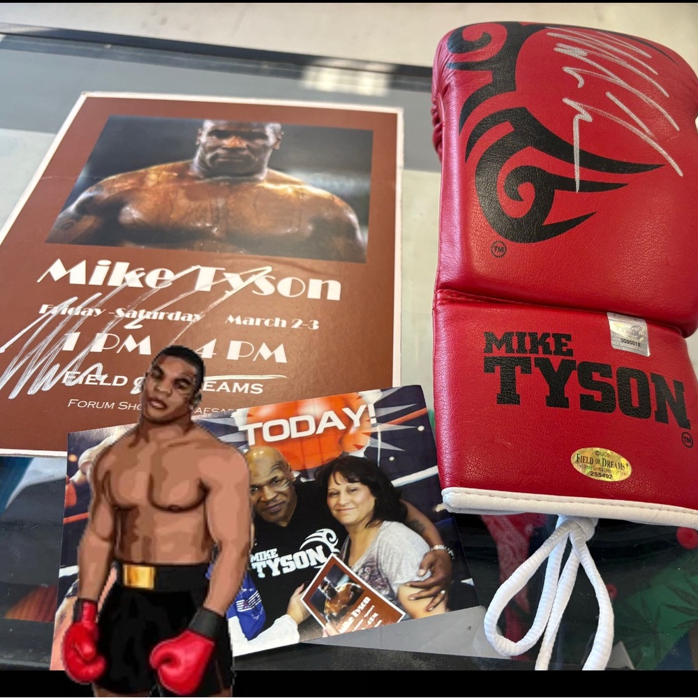 Red Mike Tyson Autographed Boxing Glove